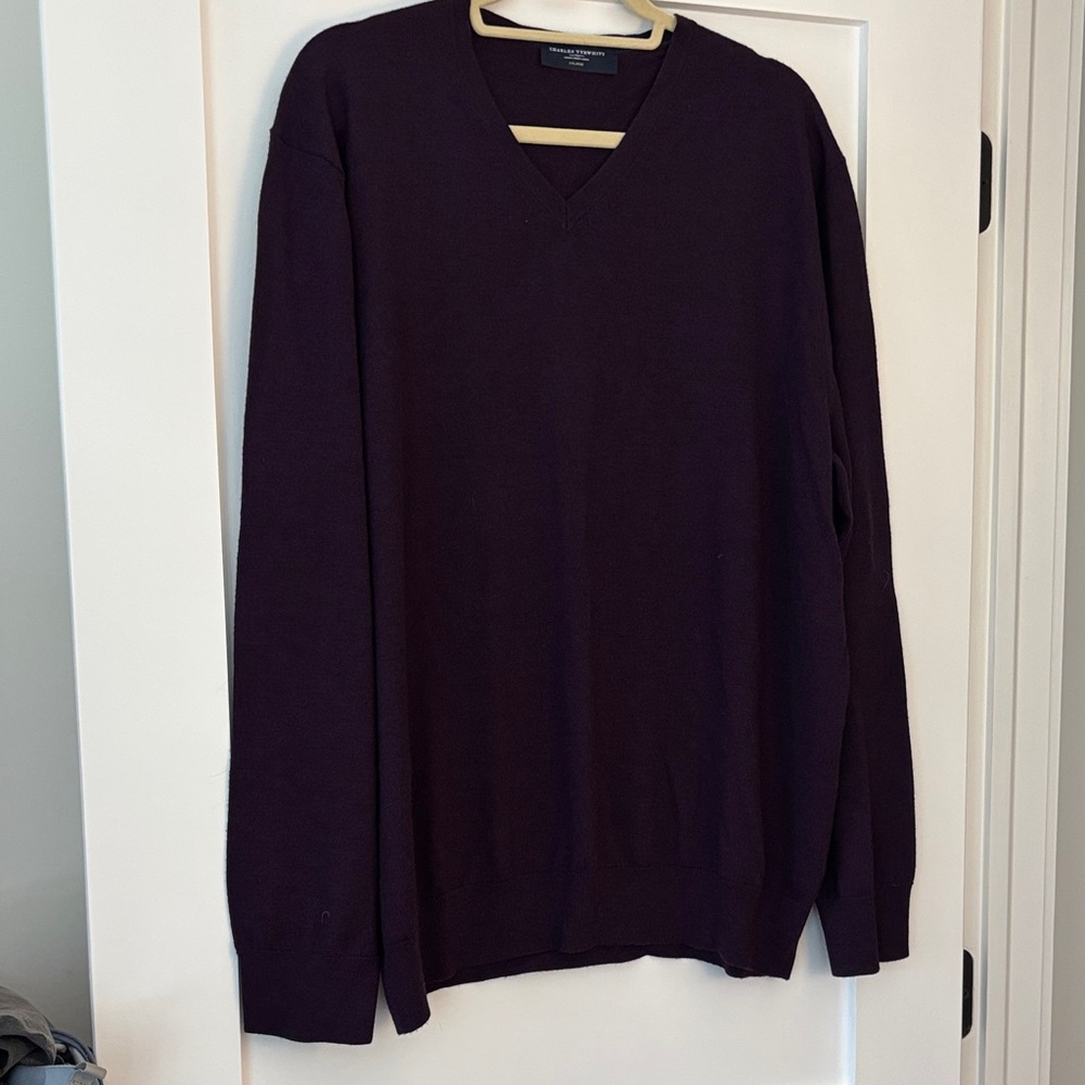 Men's Purple V-Neck Sweater